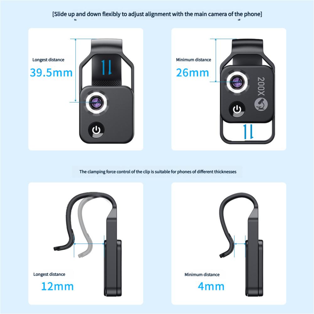High-Definition 200x Portable Microscope for Mobile Phones with CPL for Children's Science Education & Biological Experiments