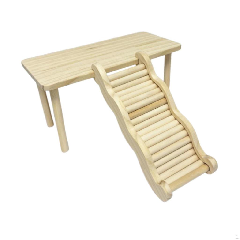 Hamster Play Wooden with Ladder Animal Climbing Stair Activity Playground Habitat Cage Accessories