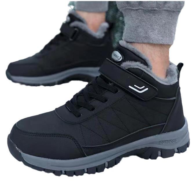 Men's Autumn/Winter Velvet & Cotton Walking Shoes: Warm Snow Boots & Casual Footwear for Middle-Aged & Elderly