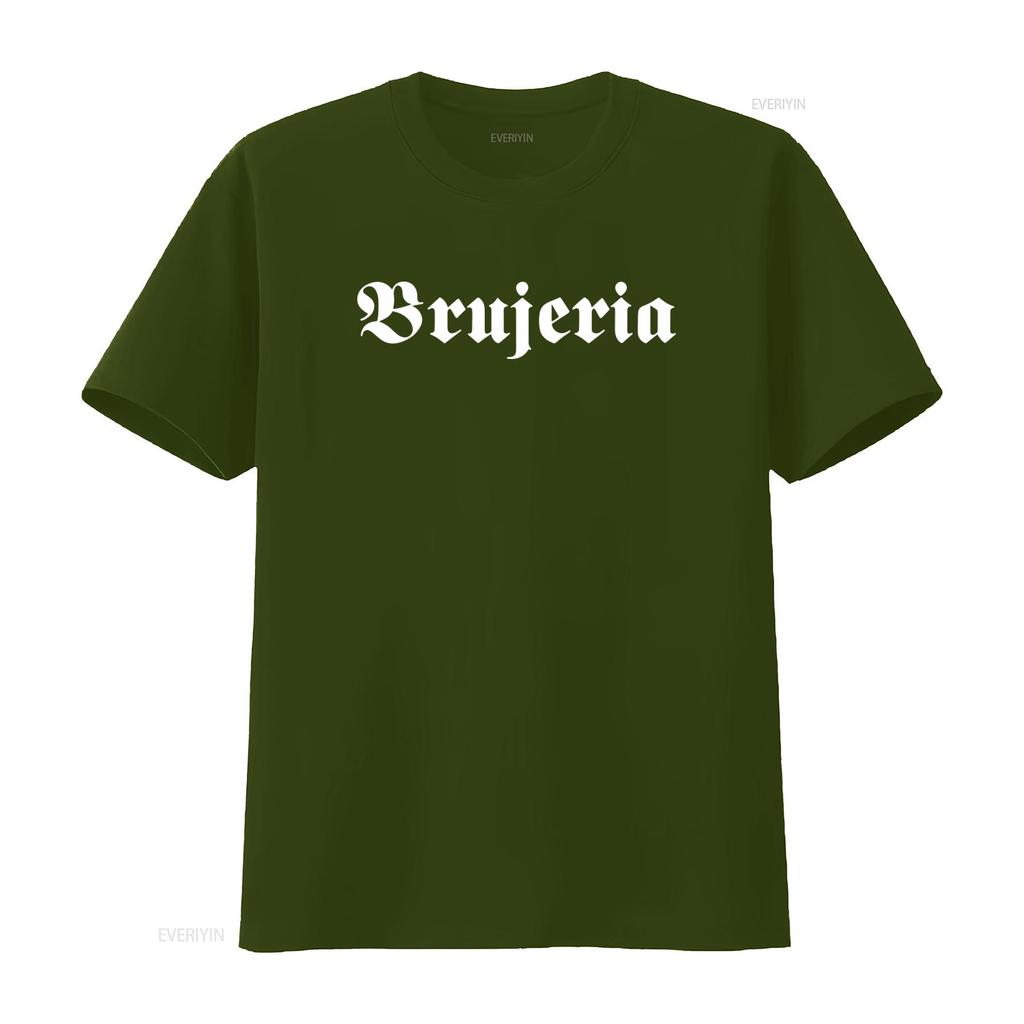 BRUJERIA T-SHIRT Nuova Grafia Gotica Disponibile in Tutte le Taglie S M L XL XXL Colori Nero Bianco vintage Lavato Casual streetwear