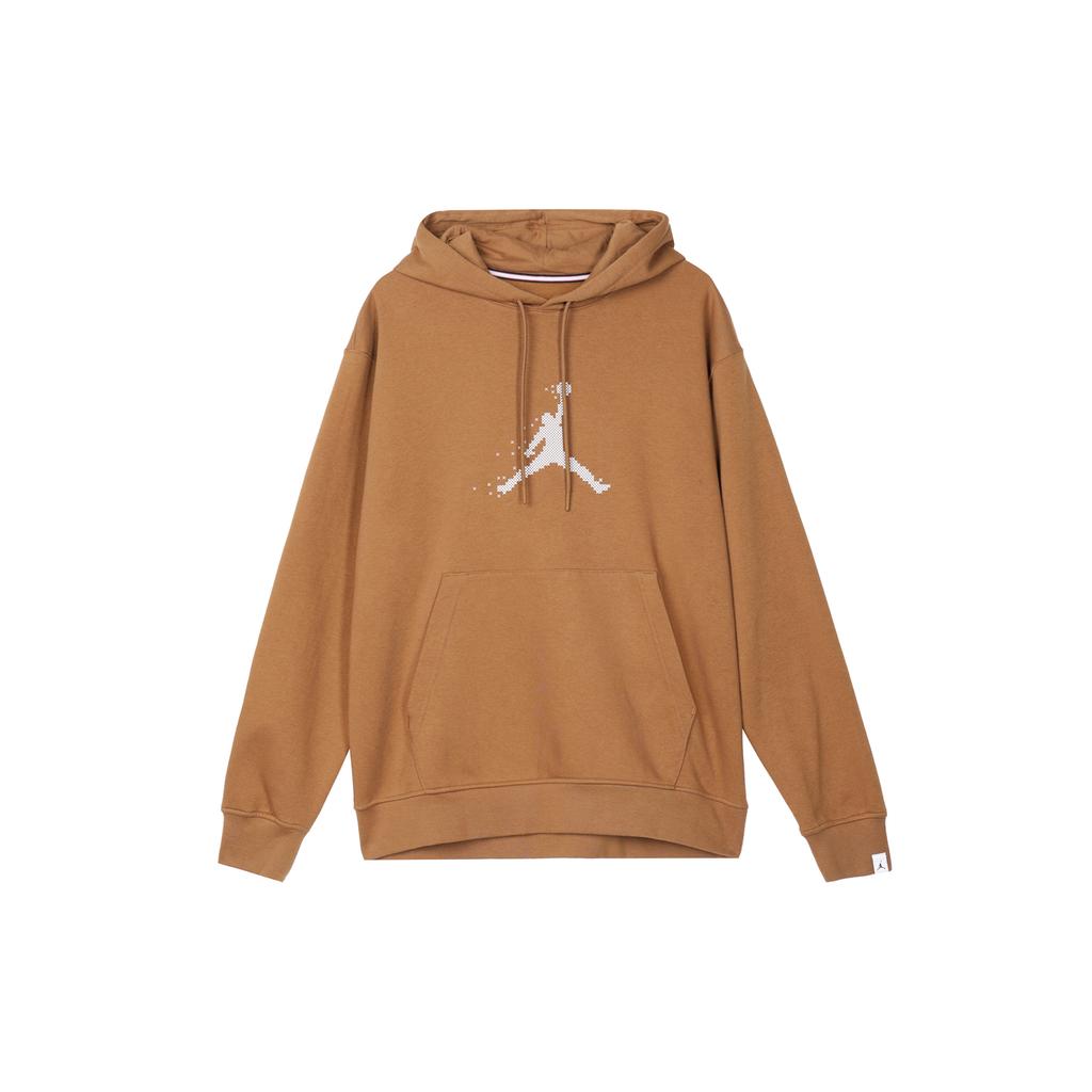 Jordan Essentials Holiday Alphanumerisches Logo Print Lässiger Kapuzenpullover mit langen Ärmeln, Fleece gefüttert, Herren, Braun FD7466-281