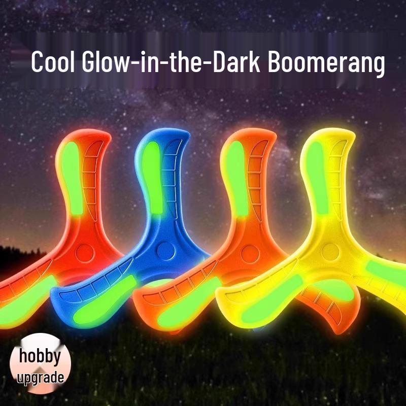 Set of 2 Luminous Returnable Boomerang Frisbees - Light-up Soft Toy for Kids