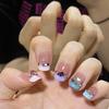 Rainbow Star Diamond French Short Removable Handmade False Nails