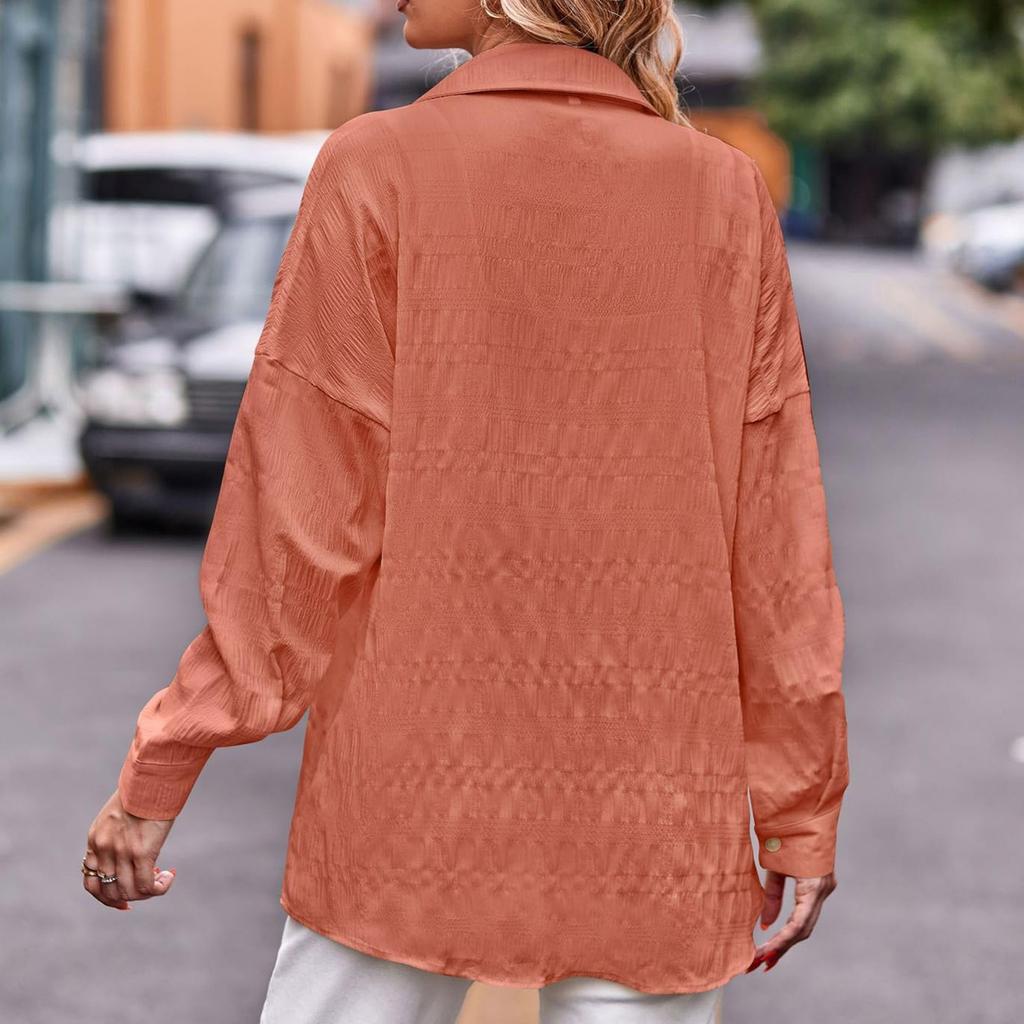 Women's Casual And Fashionable Bubble Loose Checkered Shirt Top Checkered Shirt Top