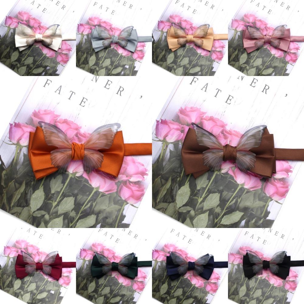 Adjustable Men Necktie Solid Color Bridegroom Groomsman Cravat Fashion Butterfly Bow Tie  Shirt