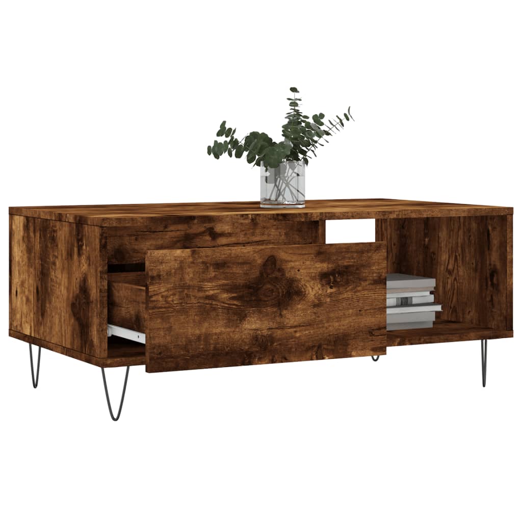 Vidaxl Coffee Table, Smoked Oak, 90X50X36.5 Cm