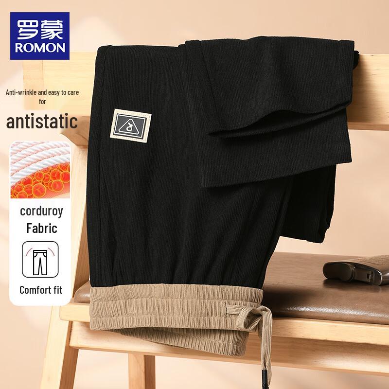 

ROMON Men s Corduroy Straight-Leg Casual Trousers 2XL