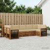 Modular Outdoor Sofa Set 6 pcs Natural Solid Acacia Wood and Polyester