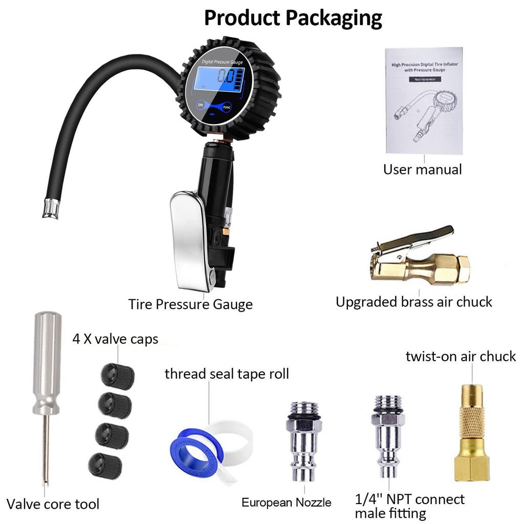250PSI LCD Display Tire Pressure Gauge Tire Tester Air Pressure Meter Car Tire Pressure Tester