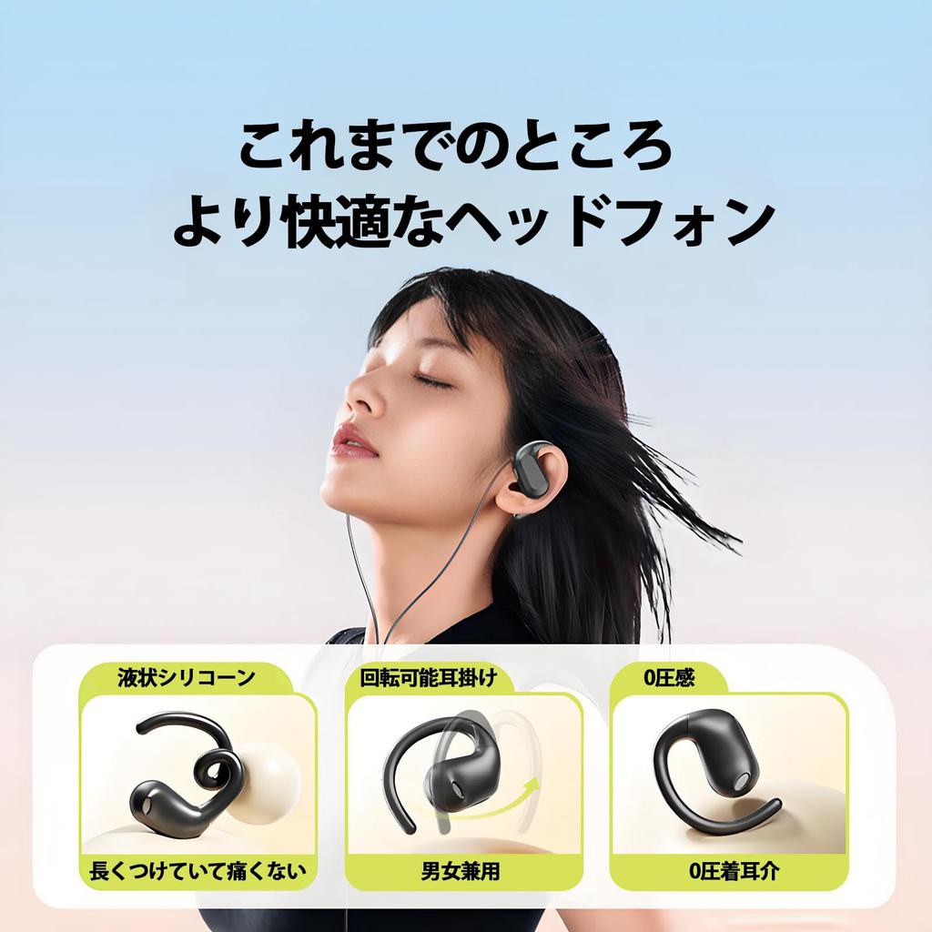 Oblivi Open-Ear Earphones, Wired 3.5mm, with Mic, Ear-Hook, Answering Calls, Volume Control, for Sports and Desk Work