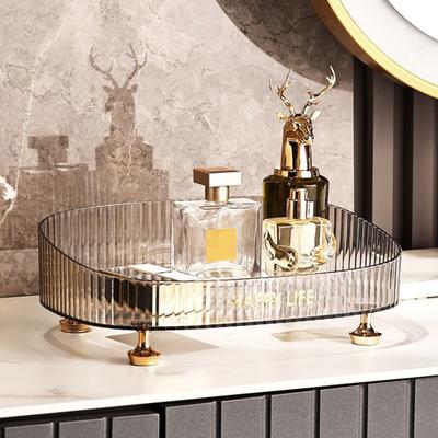 Leichter Luxus-Make-up-Parfüm-Desktop-Organizer, Kommode, Arbeitsplatte, Kosmetik-Organizer, Tablett, multifunktionales Obst-Serviertablett, Badezimmer-Waschtisch-Tablett