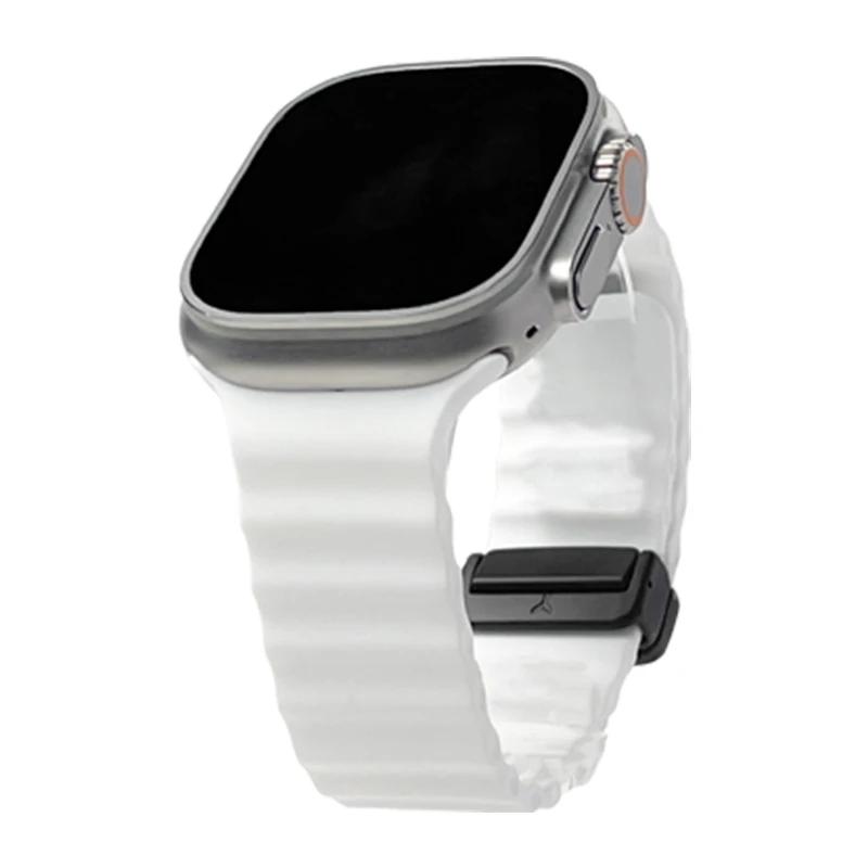 Silicone Strap For Apple watch band 49mm 46 45 44 40 41 38mm magnetic buckle bracelet iWatch series 3 4 5 6 se 7 8 9 10 Ultra 2