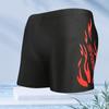 Mens Flame Print Loose Fit Boxer Style Swimming Trunks Quick Dry Nylon Swimwear Pool Beach Surfing