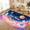 Space Cosmic Theme Crystal Velvet Floor Rug Personalized Custom Name Text Warm Carpet Home Decoration