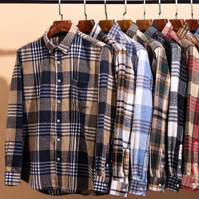 Men's Flannel Shirt Jackets Long Sleeve Regular Fit Button Down Work Shirts Outwear for Men Casual Plaid Heavyweight Cotton Shirt With Pockets