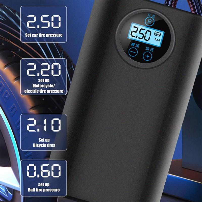Compresor de aer portabil pentru mașină Detectare presiunii în anvelope Pornire și oprire digitală Pompă de umflare electrică pentru motocicletă, bicicletă, mașină