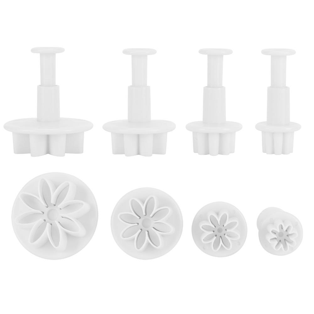 8pcs Daisy Pattern Fondant Cutter Mold 8 Petals Shape Flower Plunger Cutter Summer Baking