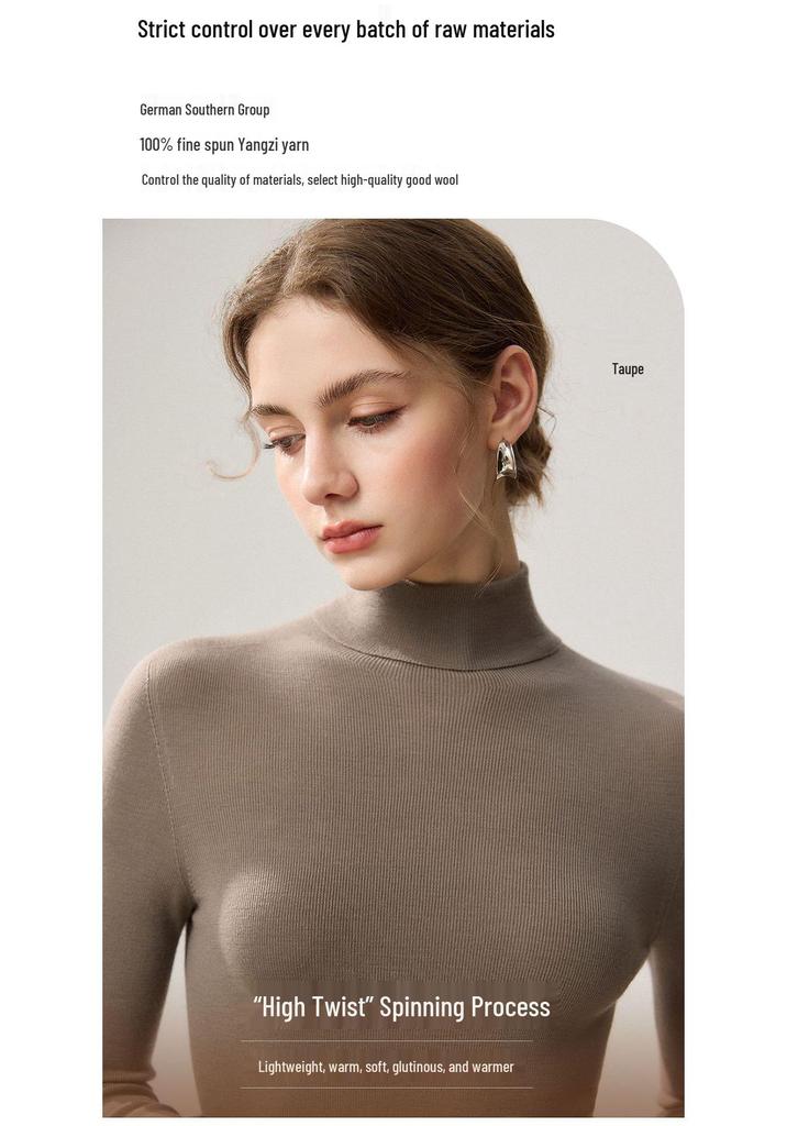 Women's Slim-Fit Long-Sleeve Wool Turtleneck Sweater for Autumn/Winter