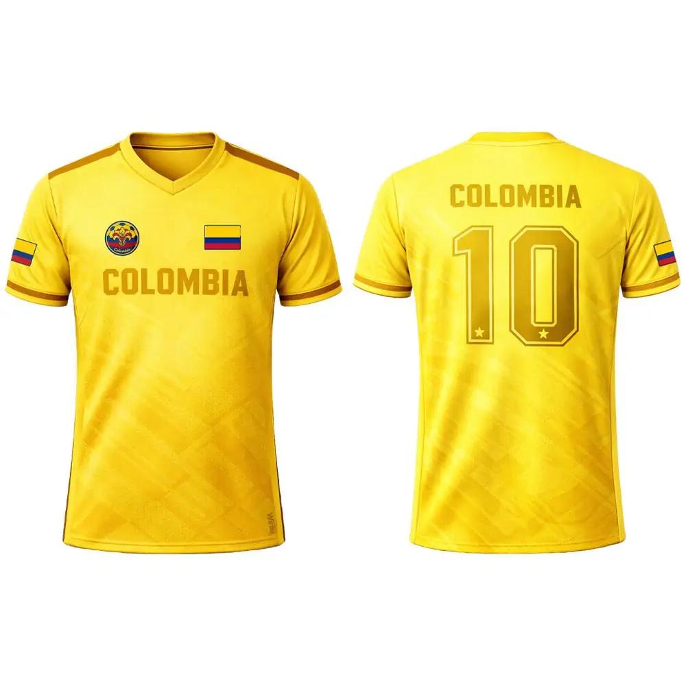 Colombia Flag 3D Printed Jersey Summer Outdoor Sports Breathable Short-sleeved Football Training Top Unisex Casual V-neck Tee