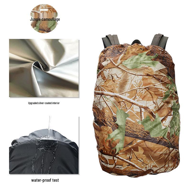 Camouflage 80L Wasserdichter Digitaler Rucksack mit Regenhülle – Ideal für Wandern, Trekking, Radfahren und Schule.