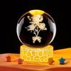 Crystal Ball Night Light with Three Rose Stickers – Elegant Desktop Ornament & Birthday Gift for Girls, Friends, or Boyfriend