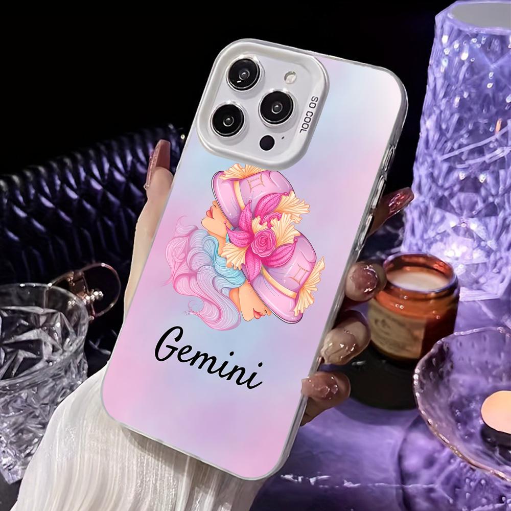 Zodiac Sign Gemini Mobile Phone Case for iPhone 17 16 15 14 13 12 11 X XR XS 8 7 Air Pro Max Plus White Translucent Cover