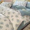 A Type Small Fresh Four-piece Set Ins Household Bed Sheet Quilt Cover Washed Cotton Double-layer Yarn Quilt Cover Bedding Three-piece Set