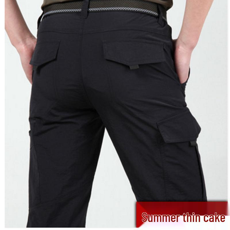 Men's Quick-Drying Multi-Pocket Sports Pants - Plus Size, Casual Long Style for Outdoors.
