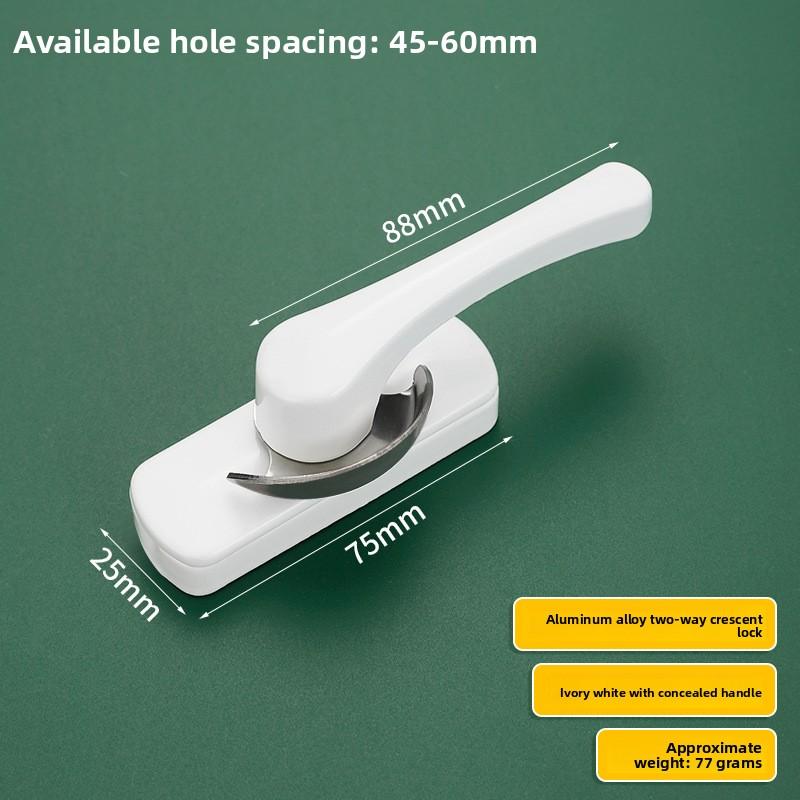 Aluminum Bidirectional Crescent Window Lock Anti‑Theft Sash Latch With Stainless Steel Hook Window Hardware Fitting