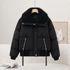 Winter new women's fashion fluffy lapel warm cotton-padded clothes, foreign gas cotton-padded jackets