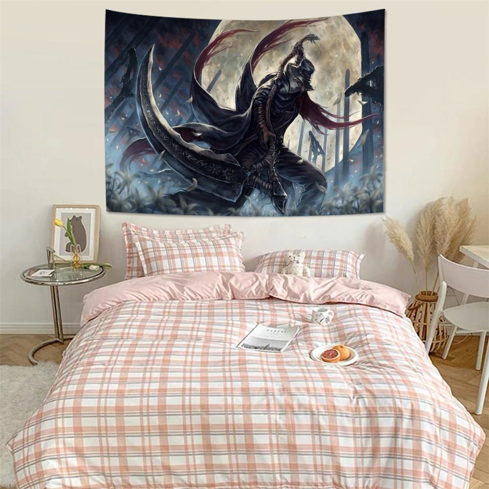 Game Bloodborne Cartoon Tapestry Art Science Fiction Room Home Decor Wall Hanging Sheets