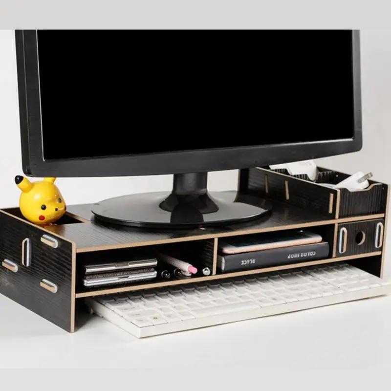 Desk-Holder Shelf Laptop-Stand Wood Desktop Monitor Stand Computer Screen Riser Shelf Plinth Strong Laptop Stander Desk Holder