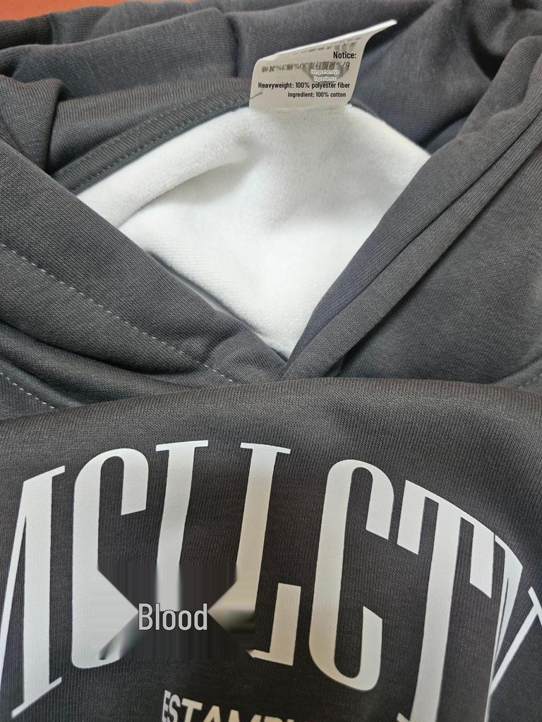 Damska bluza z kapturem i nadrukiem liter, z długim rękawem, na co dzień