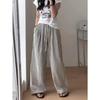 Pantaloni casual a righe verticali coreani da donna per l'estate Nuovi pantaloni versatili larghi a bolle a righe a gamba larga