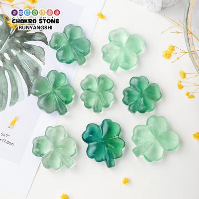 1 ks přírodní krystal zelený fluorit šťastný čtyřlístek kapesní ozdoba DIY šperky domácí potřeby