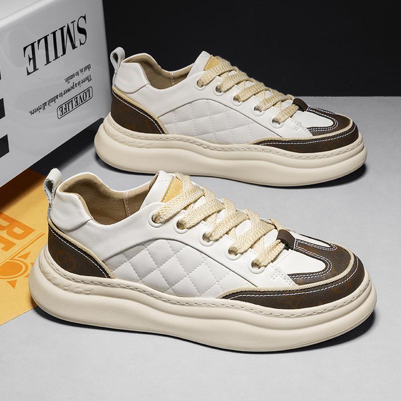 Luxury Brand Sneakers Lace Up Mens Fashion Shoes Genuine Leather Men Comfortable Casual Shoes New Non-Slip Male Skateboard Flats