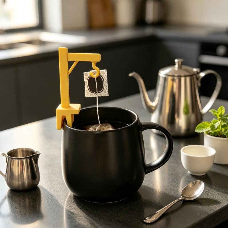 Tea Bag Holder for Cup Edge, Plastic Cup Clip with Hook Design for Kitchen Mugs and Desk Cup Brewing, Plastic Mug Tool