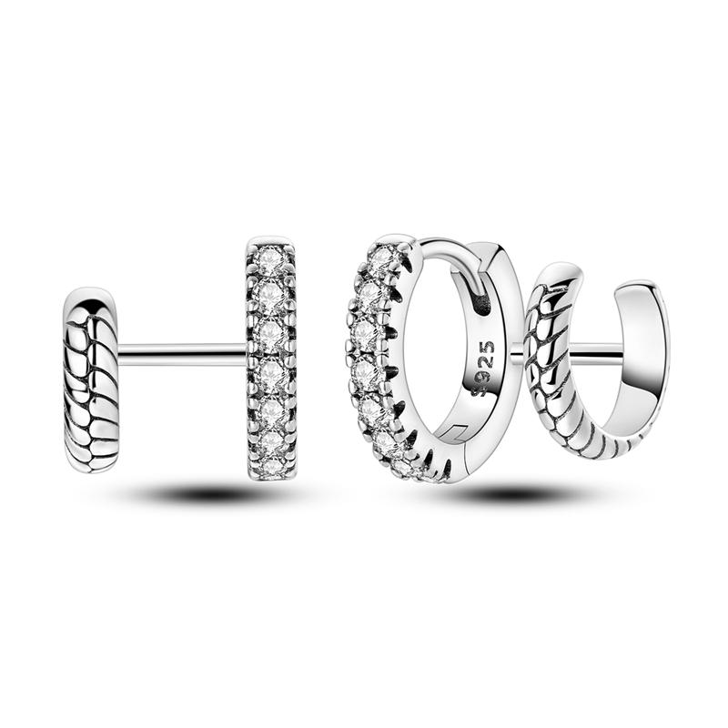 Fashion Spring Series Earrings For Women 925 Silver Color Butterfly Dragonfly Flower Heart Shaped Ear Studs Fine Jewelry Couple