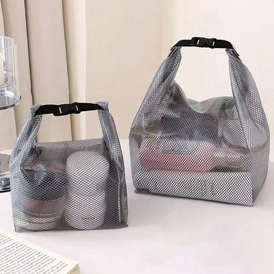 Wasserdichte Kosmetikaufbewahrungstasche Große Kapazität Fitnesskleidung Schwimmen Handtasche Tragbar Einkaufen Reise Schnallenverschluss Netztaschen