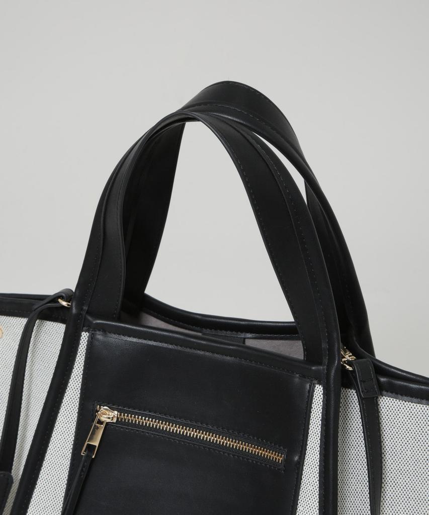 Nano Universe Canvas und Kunstleder Tasche mit Tasche für Damen, F 010, Schwarz, 669-5232304