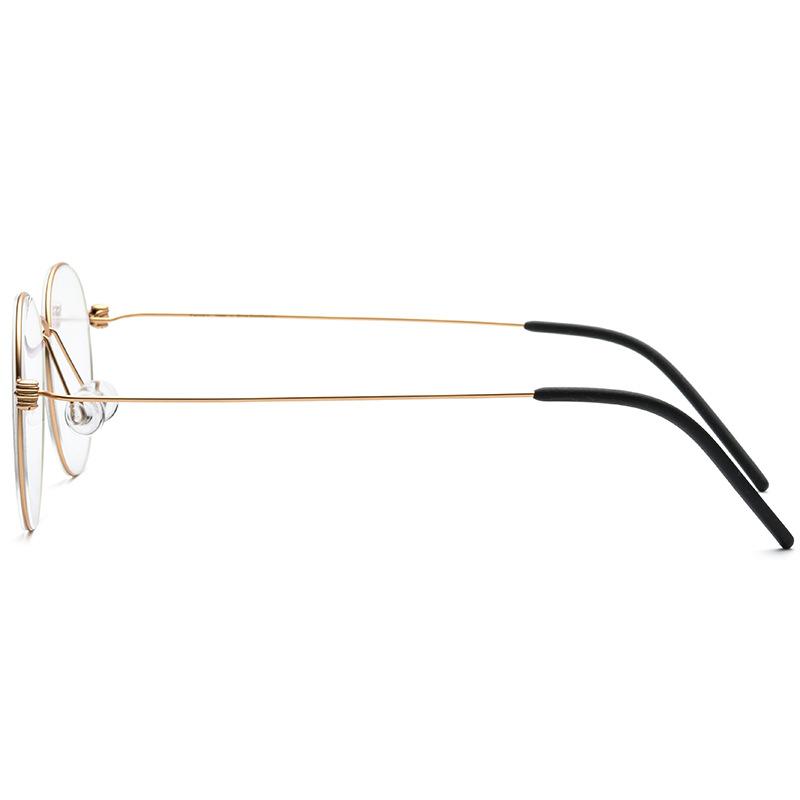 Manual Screwless B Titanium Glasses Frame IP Plating Korea Hot Sale Round Pure Titanium Myopia Glasses