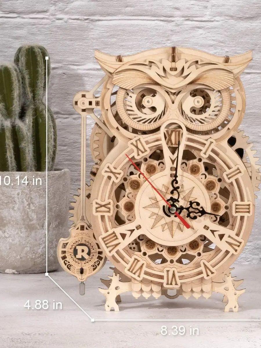 Robotime Rokr 3D Пазл Деревянные Часы Сова Деревянный Механический Модельный Набор Поделка Деревянный Набор для Взрослых Лучший Рождественский Подарок