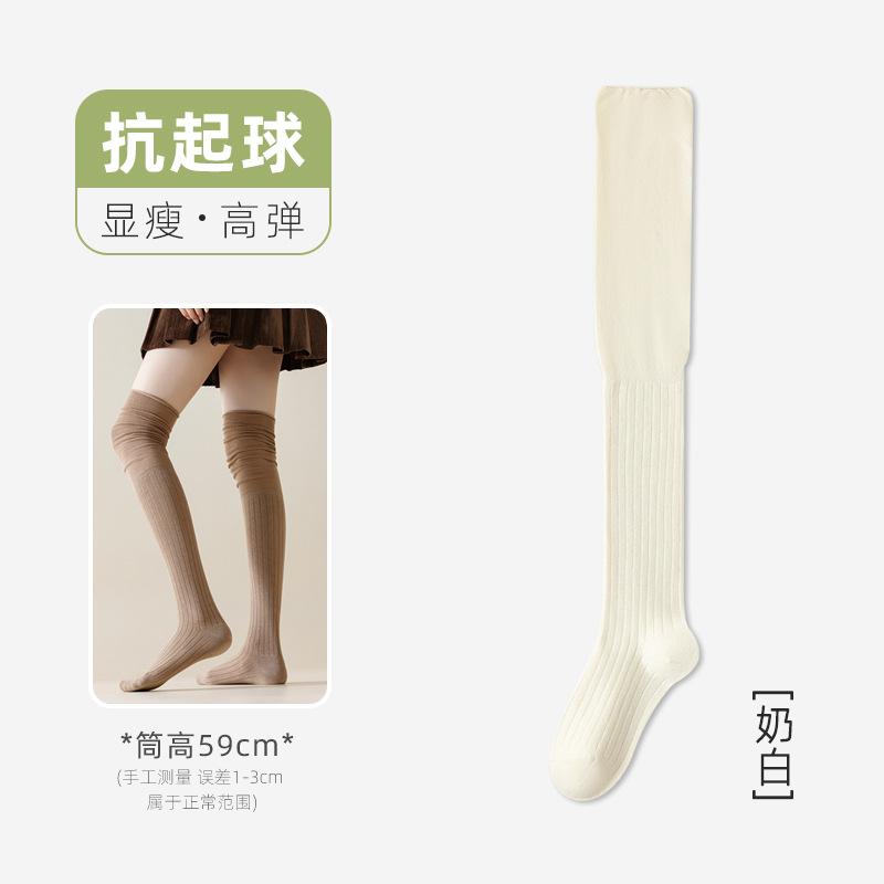 Knee Socks Women'S Autumn And Winter Color Matching Stockings Do Not Drop The Tube Vertical Bar Internet Celebrities Ins High Tube Thin Jk Thigh Socks