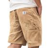 Herren Vintage Cord Cargoshorts, Modische Mehrzwecktaschen Gesticktes Etikett Lässige Kurzhosen