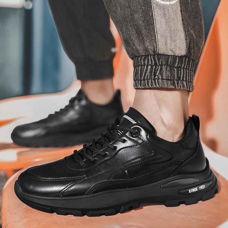 Fashion Autumn Men's Casual Shoes Leather White Sneakers Platform Waterproof High Quality Designer Footwear Men Vulcanized Shoes Fashion