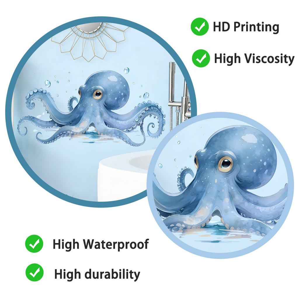 Kreative Blaue Oktopus Blasen Statische Klebefolie für Badezimmer Toilette Wanddekor