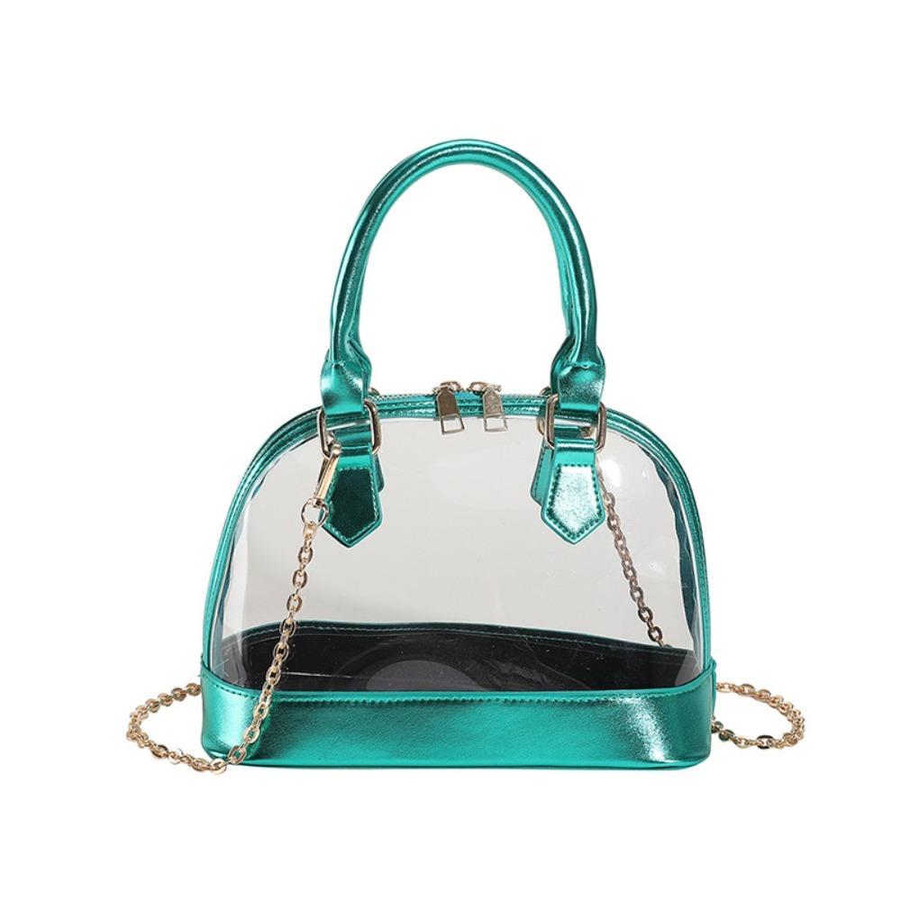 Elegant PU Leather Handbag Shell Shape Casual Messenger Purse Transparent Jelly Handbag  Girls