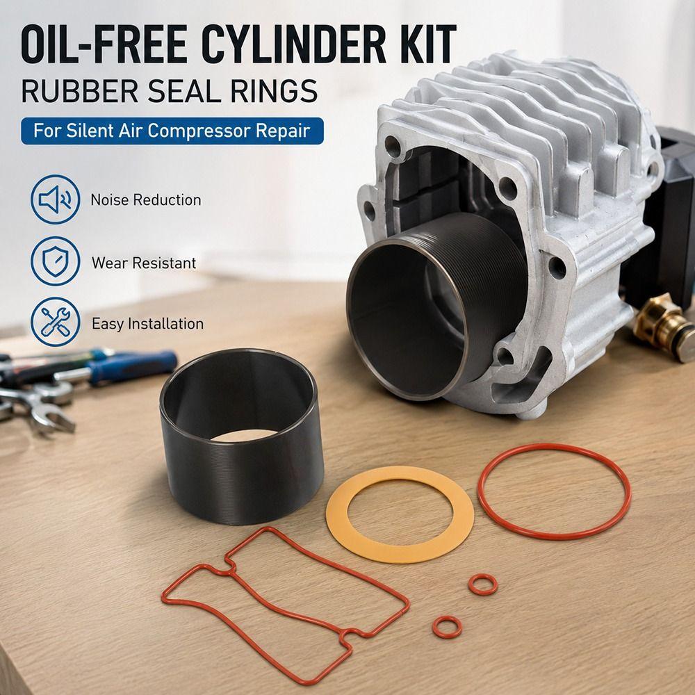 1Set Nitrile Rubber Cylinder Sleeve Kit Oil Free Cylinder Kit  for Mute Air Compressor Repair