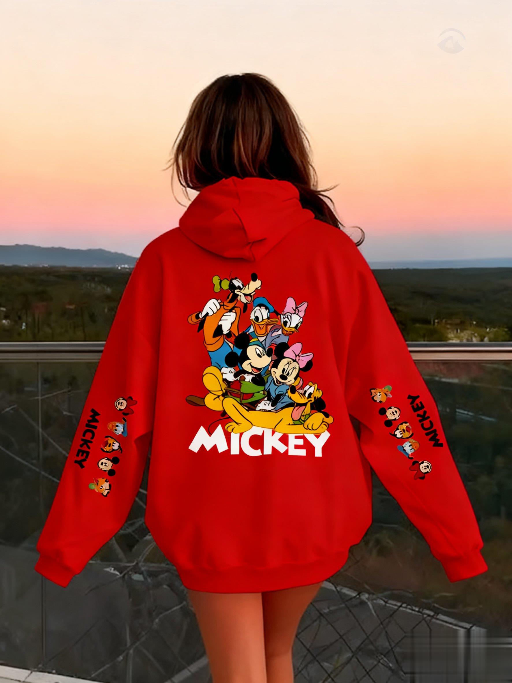 

New Autumn Mickey Mouse Hoodie Women Men Oversized Casual Disney Friends Print Sweatshirt Pullover Streetwear Jacket Fashion Top M
