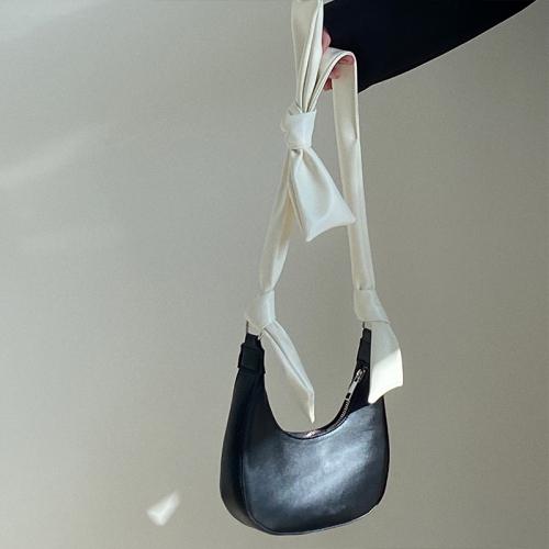 

Cute Bow Women Small Shoulder Bag Fashion Design Ladies Portable Underarm Bags PU Leather Cool Girls Purse Hobos Armpit Handbags